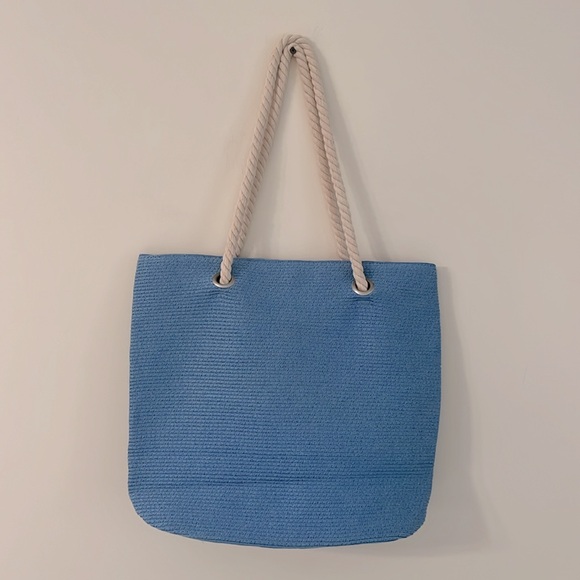 JOY SUSAN Starfish Blue Rope Handle Woven Tote NWOT - Picture 4 of 9